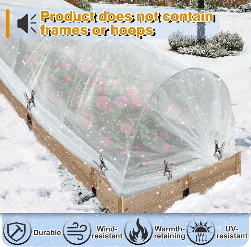 Alphatool Greenhouse Cover Plastic Sheeting - 10 x 30 ft Plant Covers Freeze Protection, Frost Cloths for Outdoor Plants, Clear Floating Row Cover for Outdoors Garden Plants Vegetables Crops - Image 5